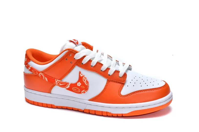 All White Nike Dunks Low Orange Paisley DH4401-103
