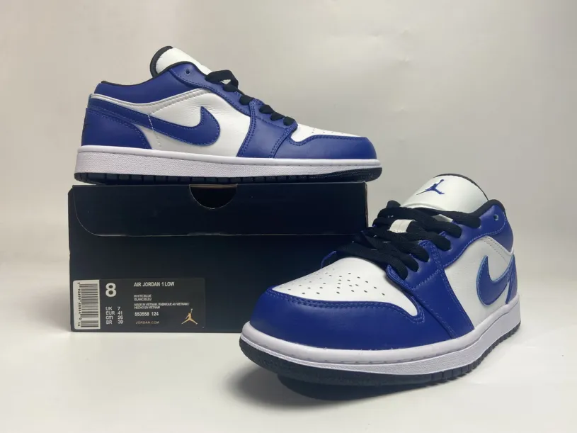 Air Jordan 1 Mid White Black Gym Red Low Game Royal 553558-124