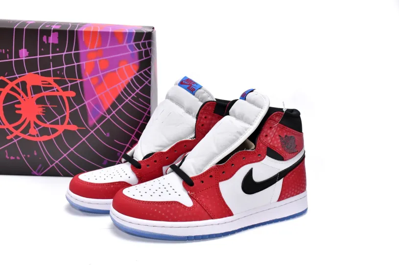 Air Jordan 1 Black Red Blue Retro High Spider-Man Origin Story 555088-602