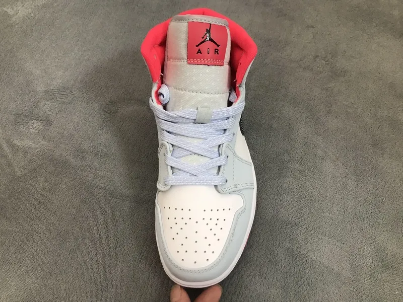 Air Jordan 1 Low 'White Wolf Grey' Mid Half Blue Polka Dot Swoosh (GS) 555112-400