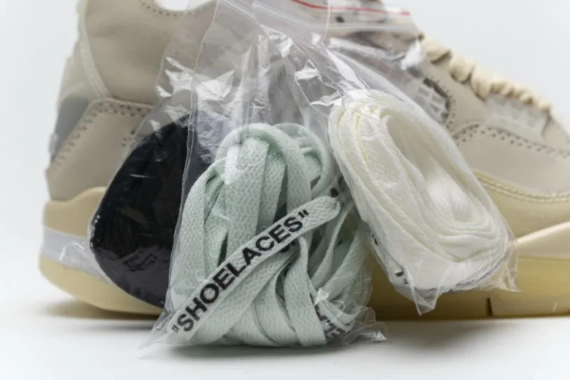 OFF White x Air Jordan 4 Black Red Grey Retro Sail  CV9388-100  (Best Quality)