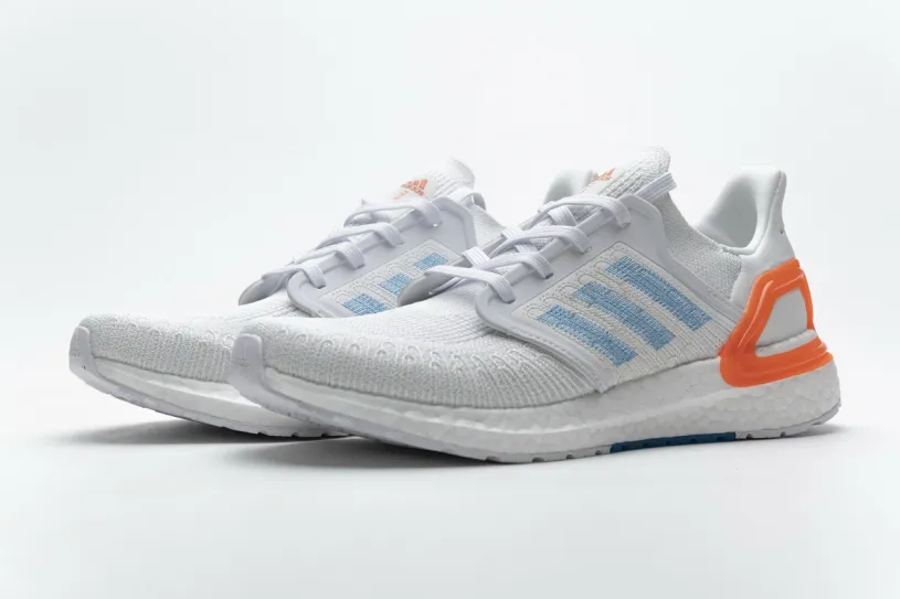 Adidas Ultra Boost  20 White Sharp Blue True Orange EG0768