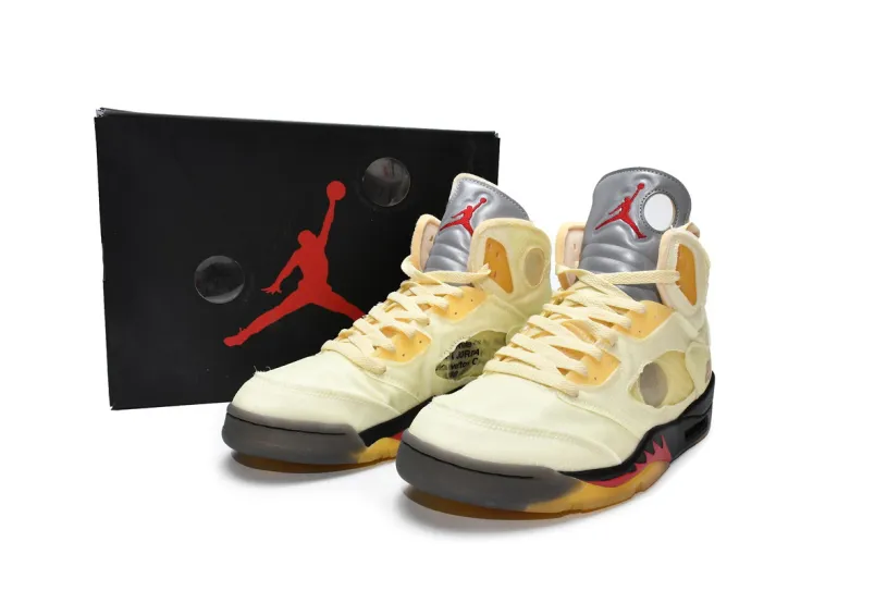 OFF White x Air Jordan 5 Red And White Retro SP Sail  DH8565-100