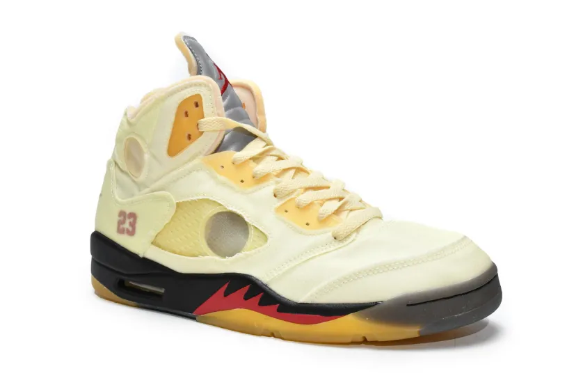 OFF White x Air Jordan 5 Red And White Retro SP Sail  DH8565-100