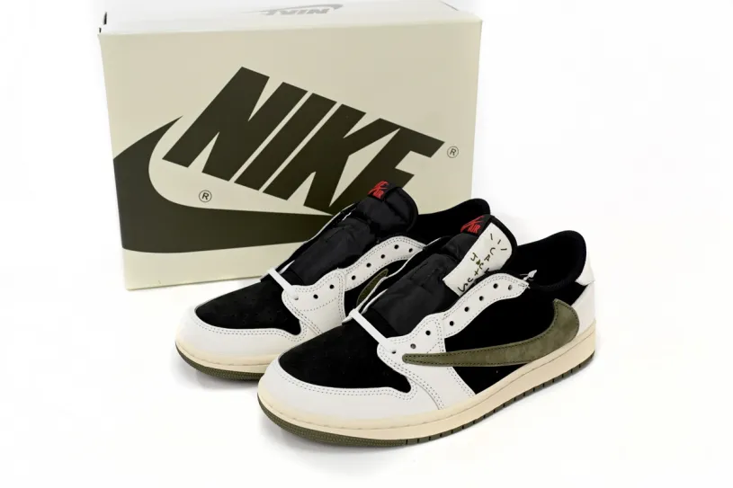Travis Scott x White Off White Air Jordan 1 Low OG Olive DZ4137-106