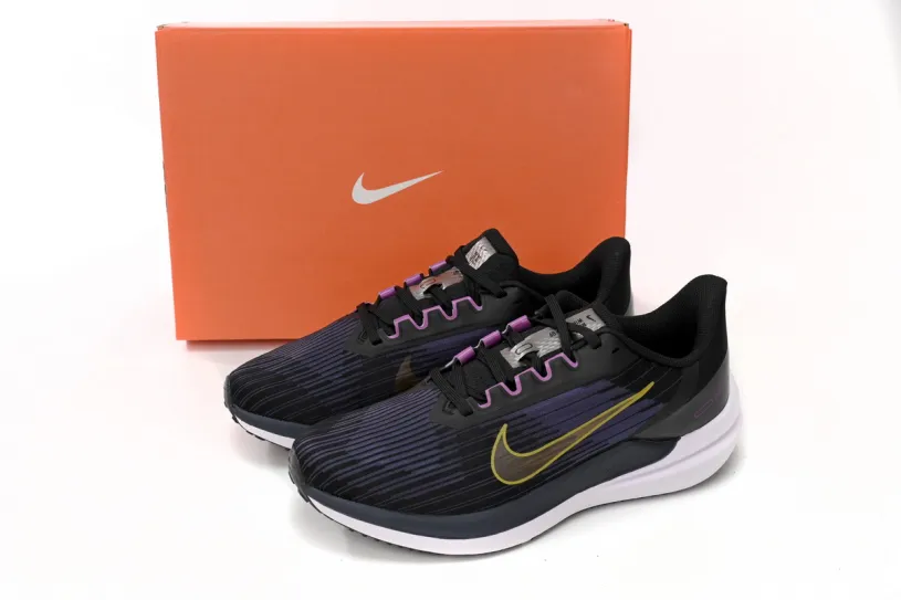 Nike Air Winflo 9 Black Blue and Yellow DD6203-007