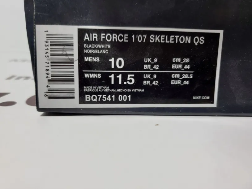 Nike air Force Black Skeleton Halloween (2019)  BQ7541 001