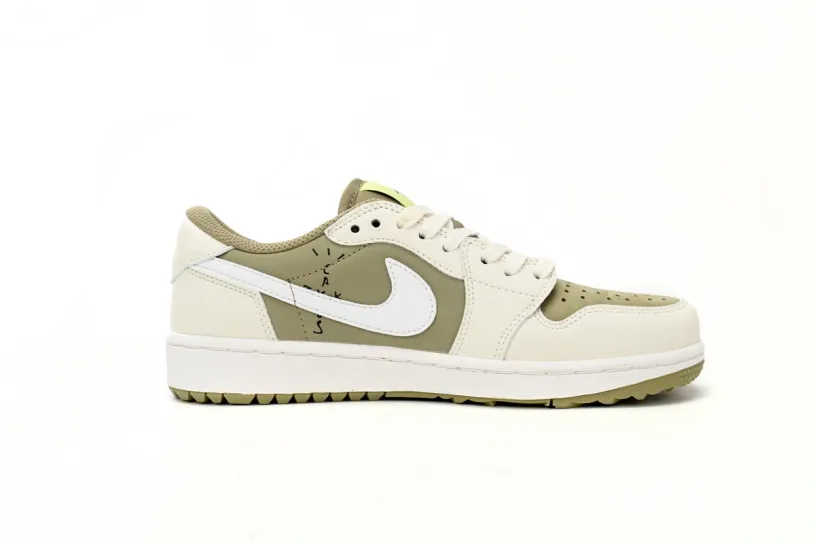 Travis Scott x Air Jordan 1 Linen Low Golf “Olive” FZ3124-200