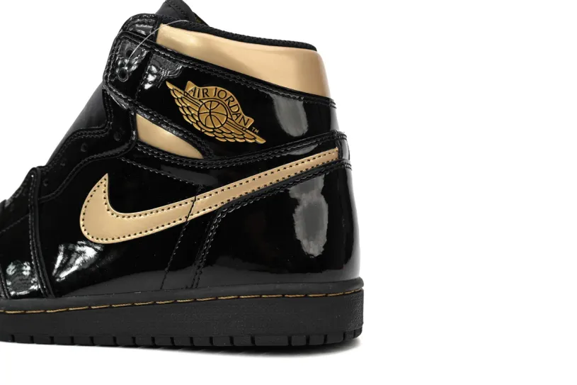 Air Jordan 1 Red And Grey High OG Patent Black Metallic Gold 555088-032