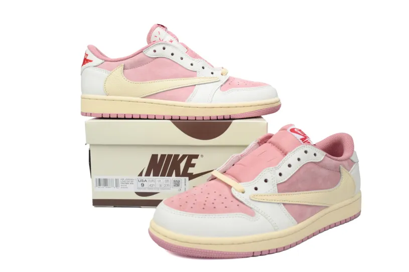 Travis Scott x Black And Grey Air Jordan 1 Low OG Shy Pink DM7866-600