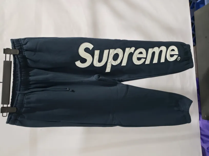 Supreme Satin Applique Sweatpant Navy Blue