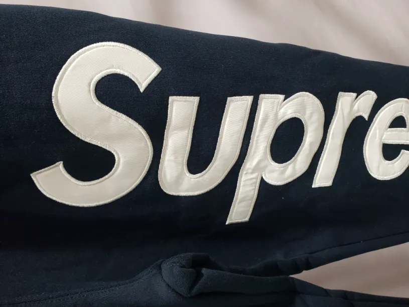 Supreme Satin Applique Sweatpant Navy Blue