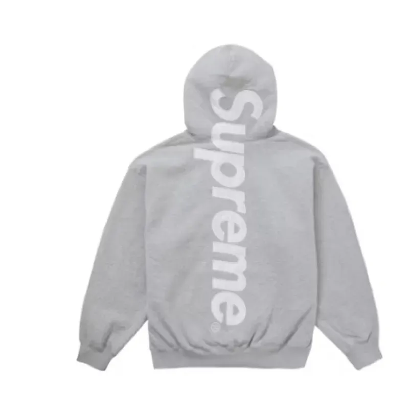 Supreme Satin Appliqué Hoodie Sweatshirt Grey
