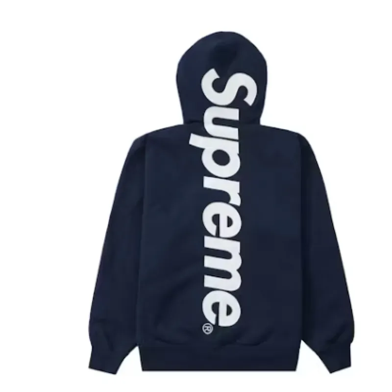 Supreme Satin Appliqué Hoodie Sweatshirt Navy Blue