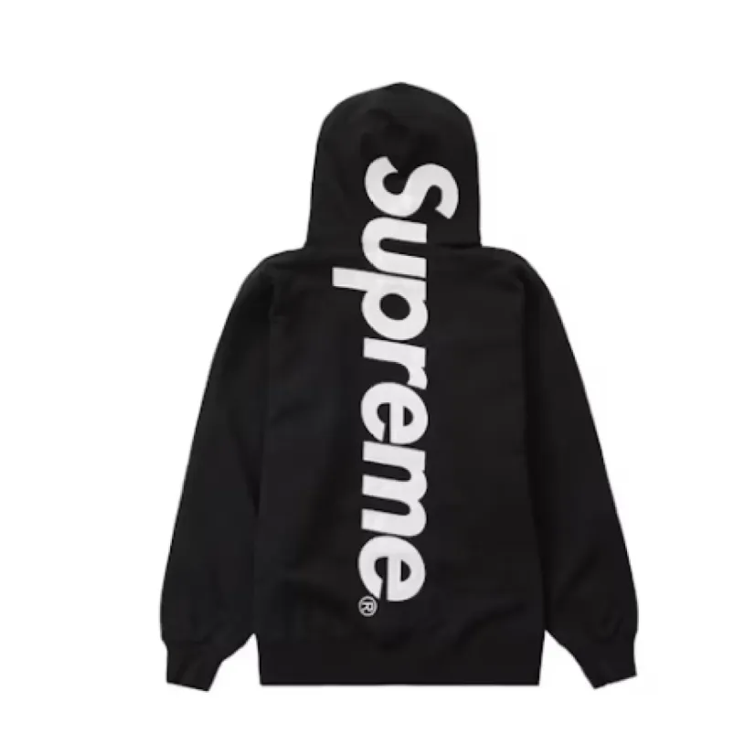 Supreme Satin Appliqué Hoodie Sweatshirt Black